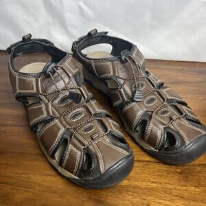 KHOMBU Men's Hal Brown Athletic Closed Toe Sandals Size 13 Sturdy Hike Outdoor
